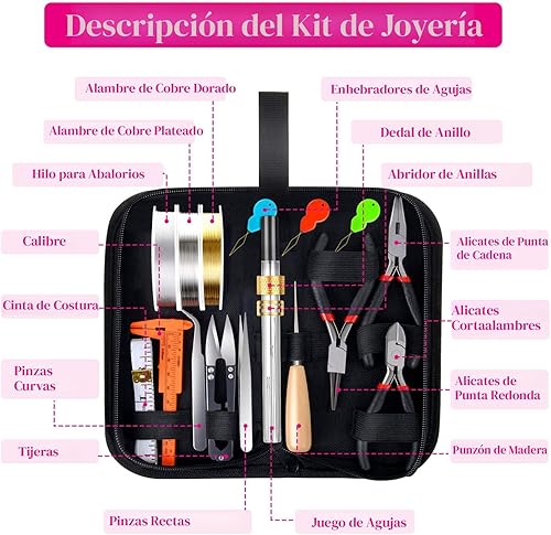 Miniatura 2 de Shynek Kits de suministros para la fabricación de joyas para adultos con herramientas de fabricación de joyas, dijes de aretes, alambres, hallazgos