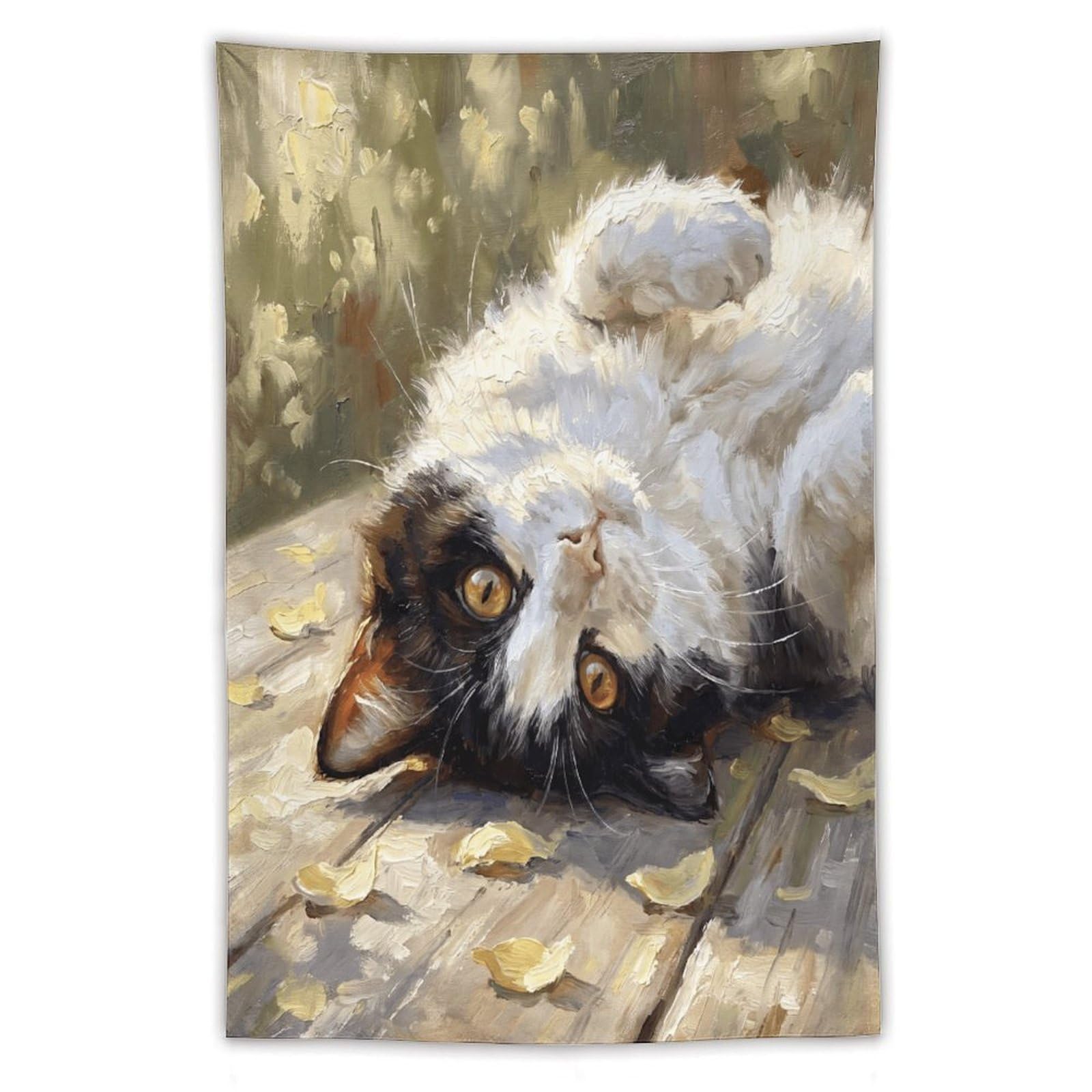 H3B8U2Y5 Upside Down Tuxedo Cat Wall Tapestry, Expressive Eyes