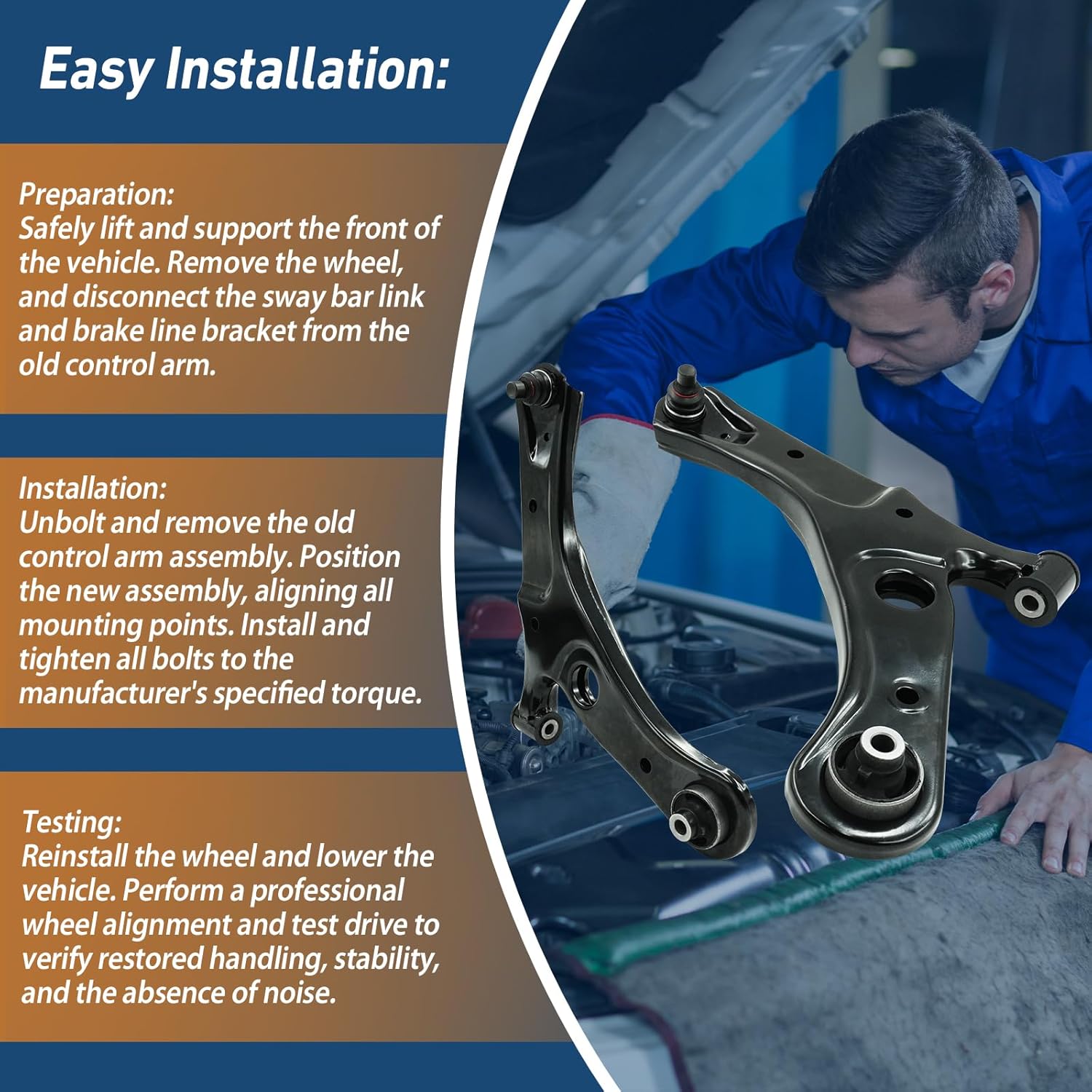 2PCS Front Lower Control Arm Assembly with Ball Joint Left & Right Set 527-439 527-440 compatible with 2020-2024 Nissan Sentra Replaces 102-8412 102-8413 54501-6LB0A 54500-6LB0A