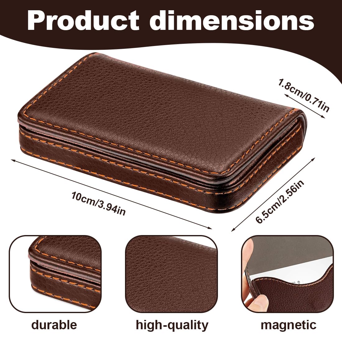 Porta Biglietti da Visita Flip-Stile in PU-Leder con Chiusura Magnetica Tascabile Marrone