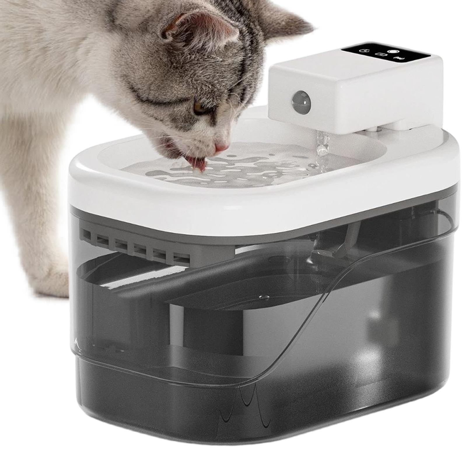 Fuente de agua inalámbrica para mascotas, 2 L, sensor de movimiento