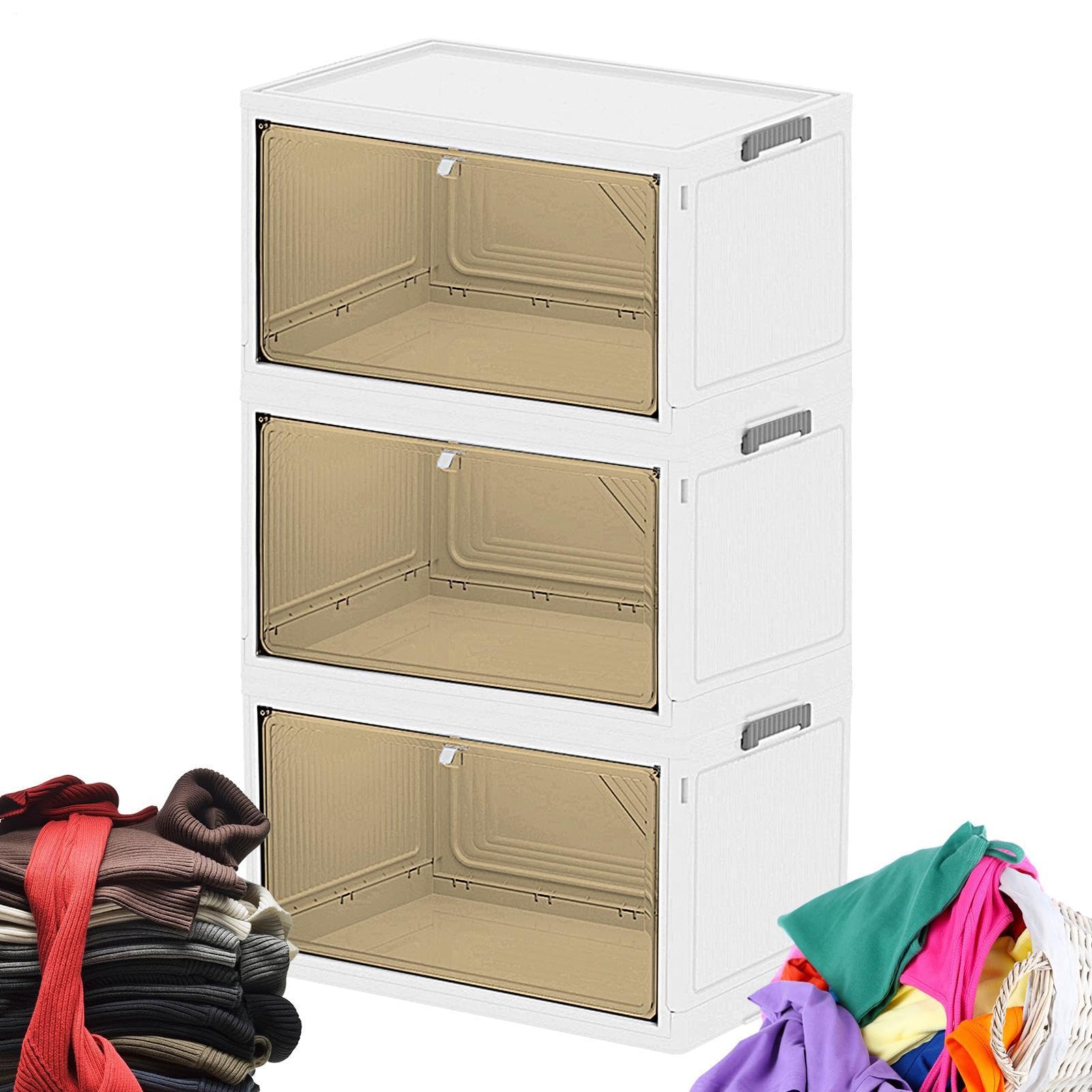 Organiseur de placard empilable, paniers de rangement pliables