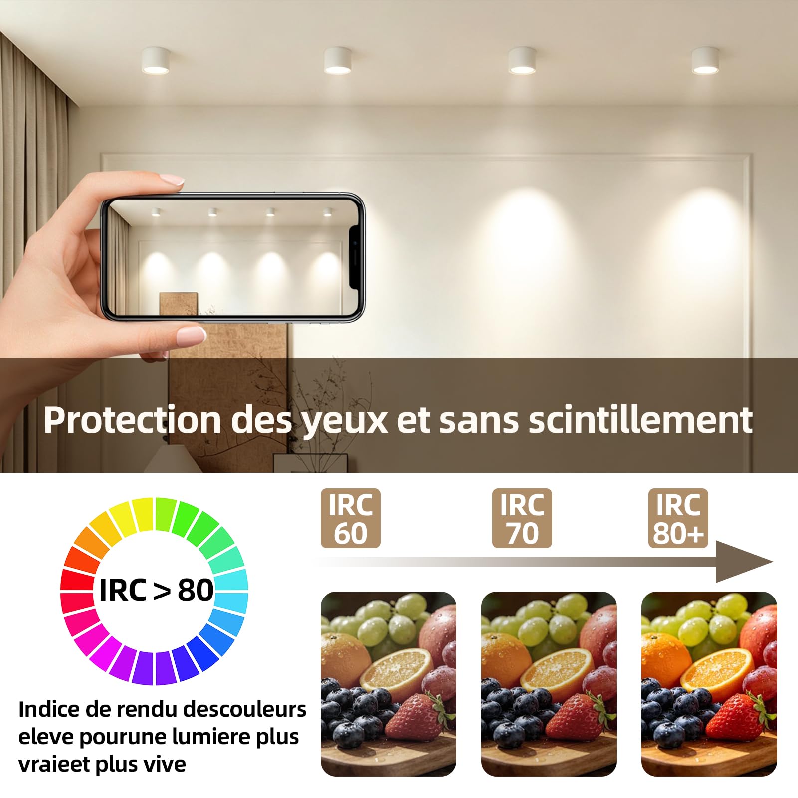 Spot en Saillie, Plafonnier Spot avec GX53 Ampoule Remplaçable