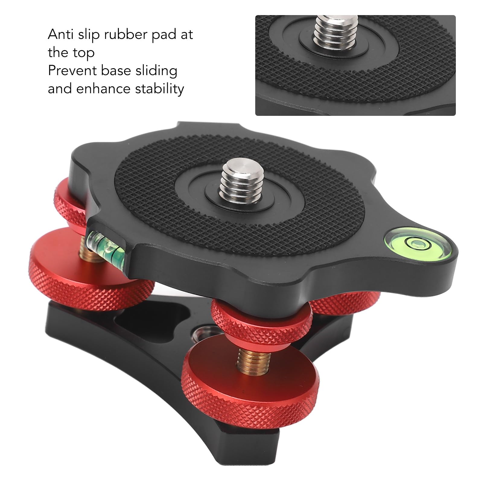 Livellatore per Fotocamera con Base Livellante per Testa del Treppiede, Supporto per Livellatore per Treppiede, 3 Livelle a Bolla Integrate, Filettatura da 3/8, Regolazione