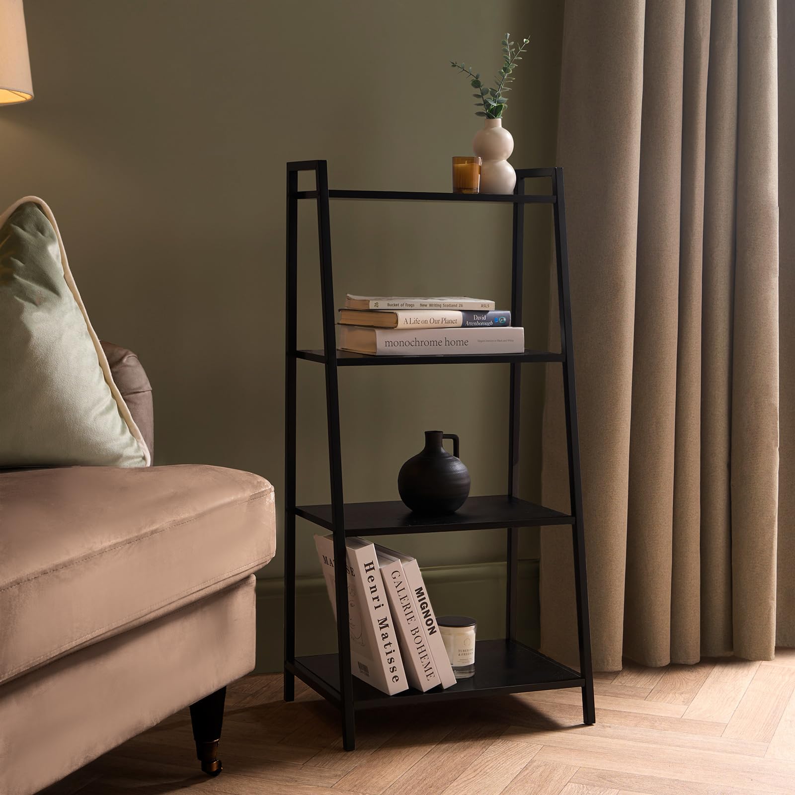 OHS Black Ladder Shelf 4 Tier