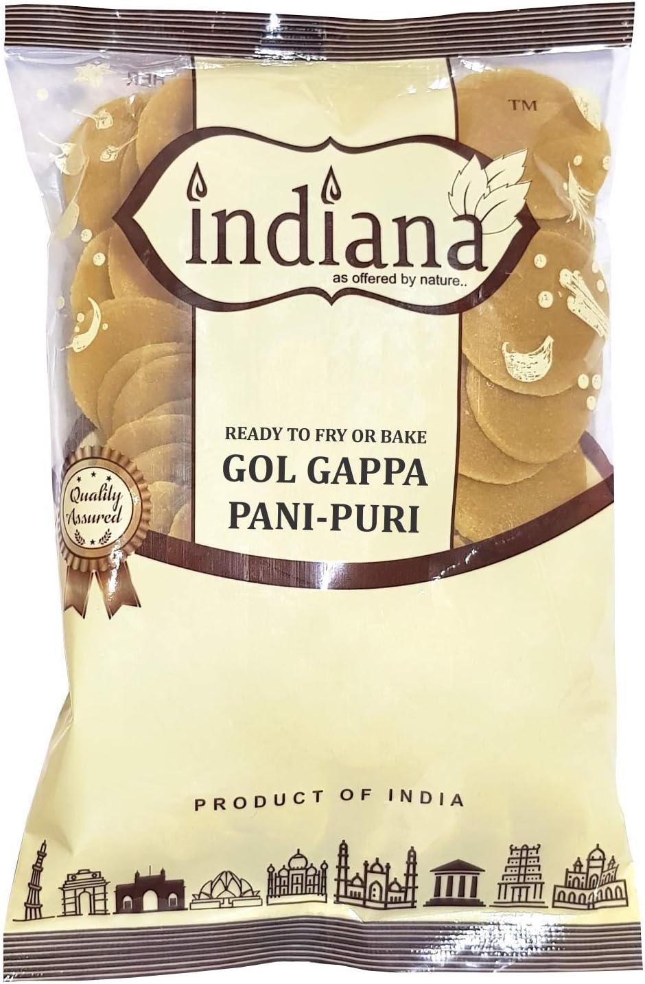 Indiana Ready To Fry Dry Gol Gappa/Pani Puri Papad | Golgappe Packet Readymade - 200 Gm, No Flavour