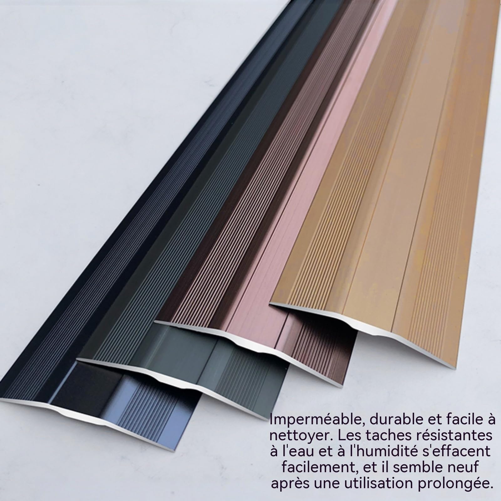 Barre De Seuil en Aluminium 90 Cm* 3 Profil De Transition Extra Large pour Sol Stratifié vers Moquette, Barre De Transition De Sol pour Porte, Idéale Zones À Fort Passage(Rose Gold)