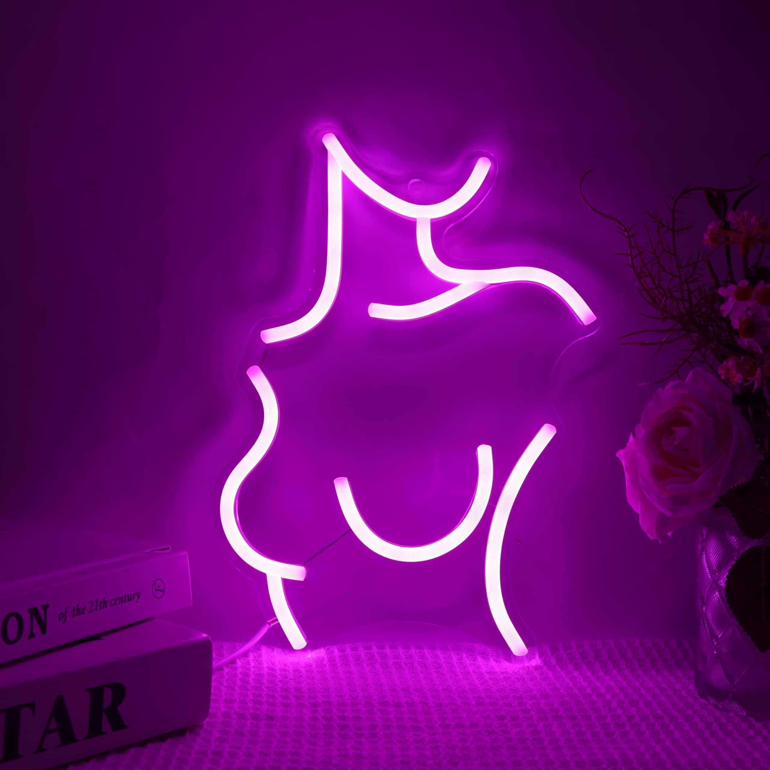 Lady Back LED Neon Lights, Anywin Sexy Lady Wall Night Lights Dimmable USB Powered Pink Neon Signs, Decor for Bedroom Bar Cafe Man Cave Christmas Birthday Day Party Gift for Friends Adults