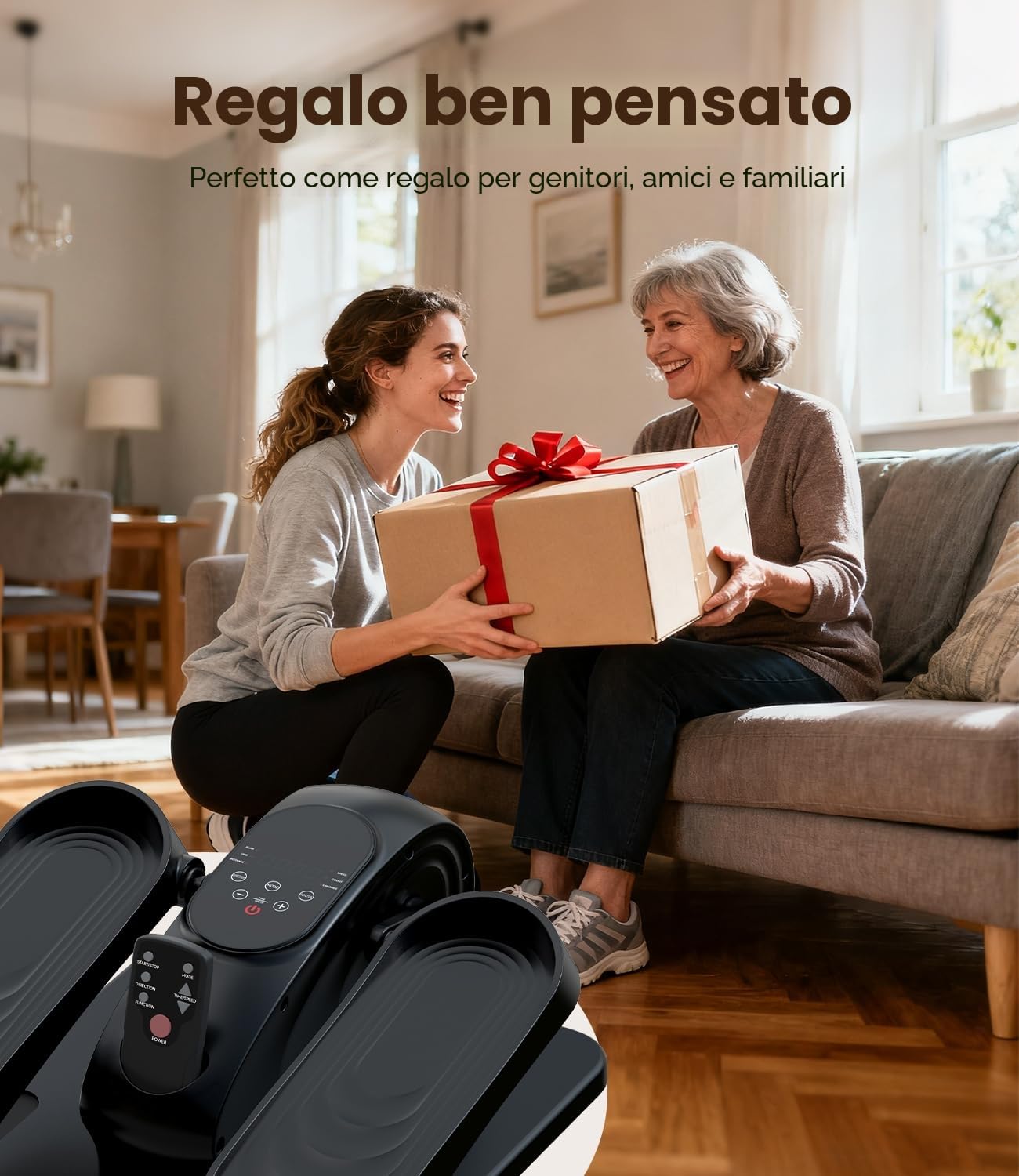 Pedaliera Elettrica Riabilitazione per Anziani, 15 Velocità, Silenziosa | Ellittica da Casa per Anziani - Pedaliera per Esercizi Gambe, <15dB , Display LED, Telecomando, 45.5x30.5x15cm