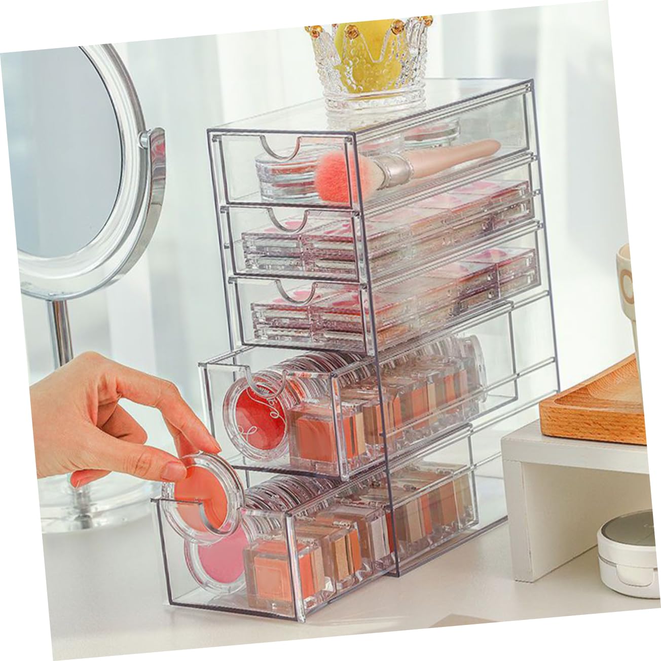ABOOFAN Plastica Trasparenti Organizzatore per Cassetti Scatola Portaoggetti per Scrivania Contenitore per Scrivania Cassettiera per Oggetti Vari