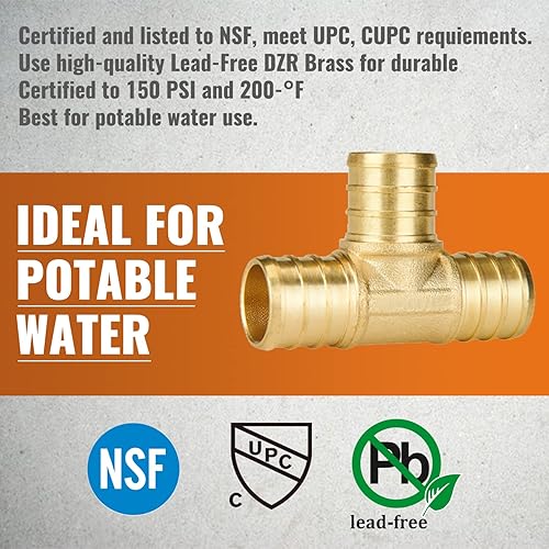 Miniatura 21 de SUNGATOR Paquete de 2 codos de oreja Pex de 1/2 pulgada, sin plomo de latón, accesorios Pex de 1/2 pulgada, certificado NSF