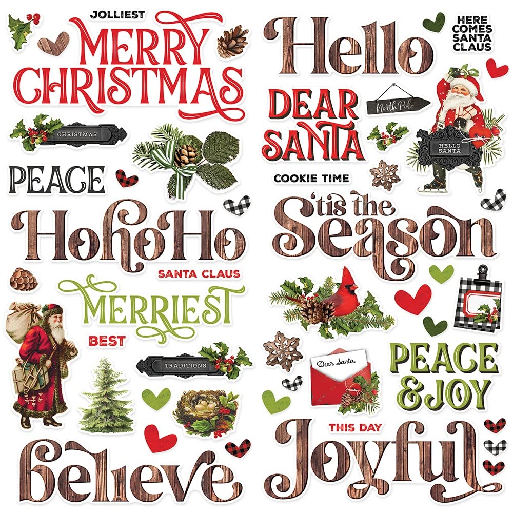 Stickers mousse Christmas Lodge Simple Vintage pour embellir vos créations 3D