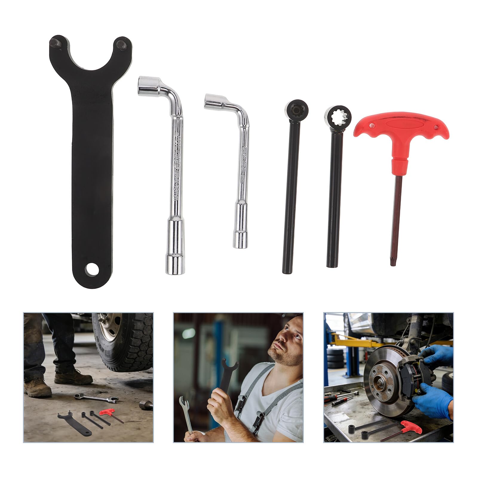 YARNOW Kit D'outils de Réparation de Freins à Disque pour Semi-remorques, Jeu 6 Pièces, Outil de Réglage des Étriers de Frein, Solide et Compatible, Entretien Professionnel Automobile