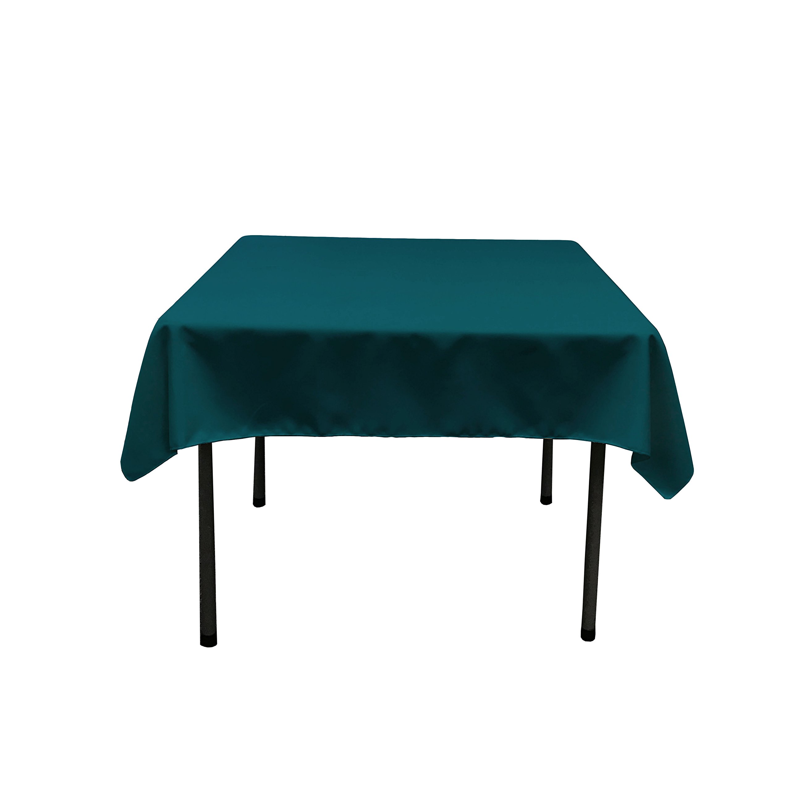 LA Linen Polyester Poplin Square Tablecloth, 52 by 52-Inch, Dark Teal, 132 x 132 x 0.04 cm