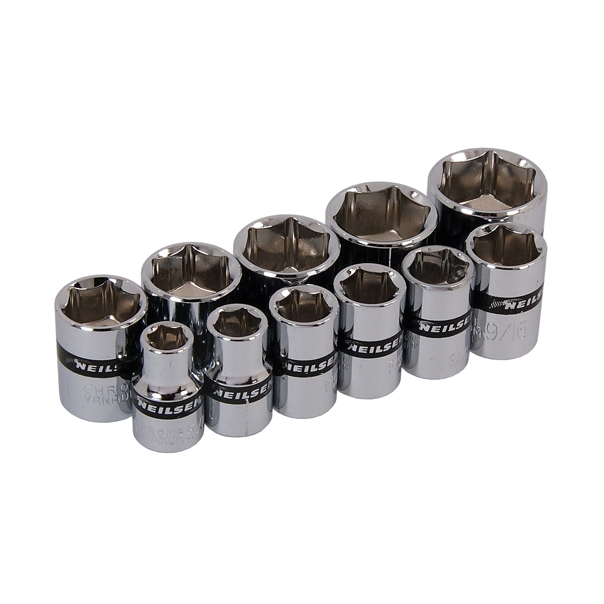 Neilsen Socket Set 3/8" Drive 11 Pieces 5/16 3/8 7/16 15/32 1/2 (Genuine Ct1603)