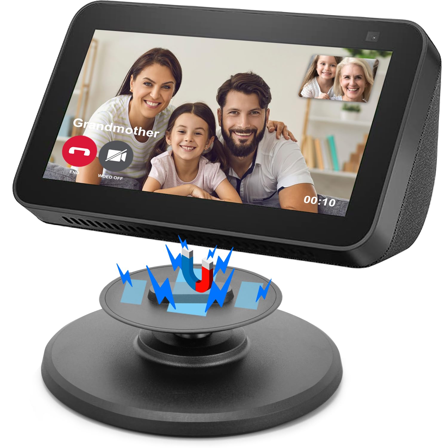 Supporto Regolabile Per Echo Show 5 - Base Magnetica Girevole 360°, Inclinabile, Bianco E Antiscivolo (2019) - Foto 7