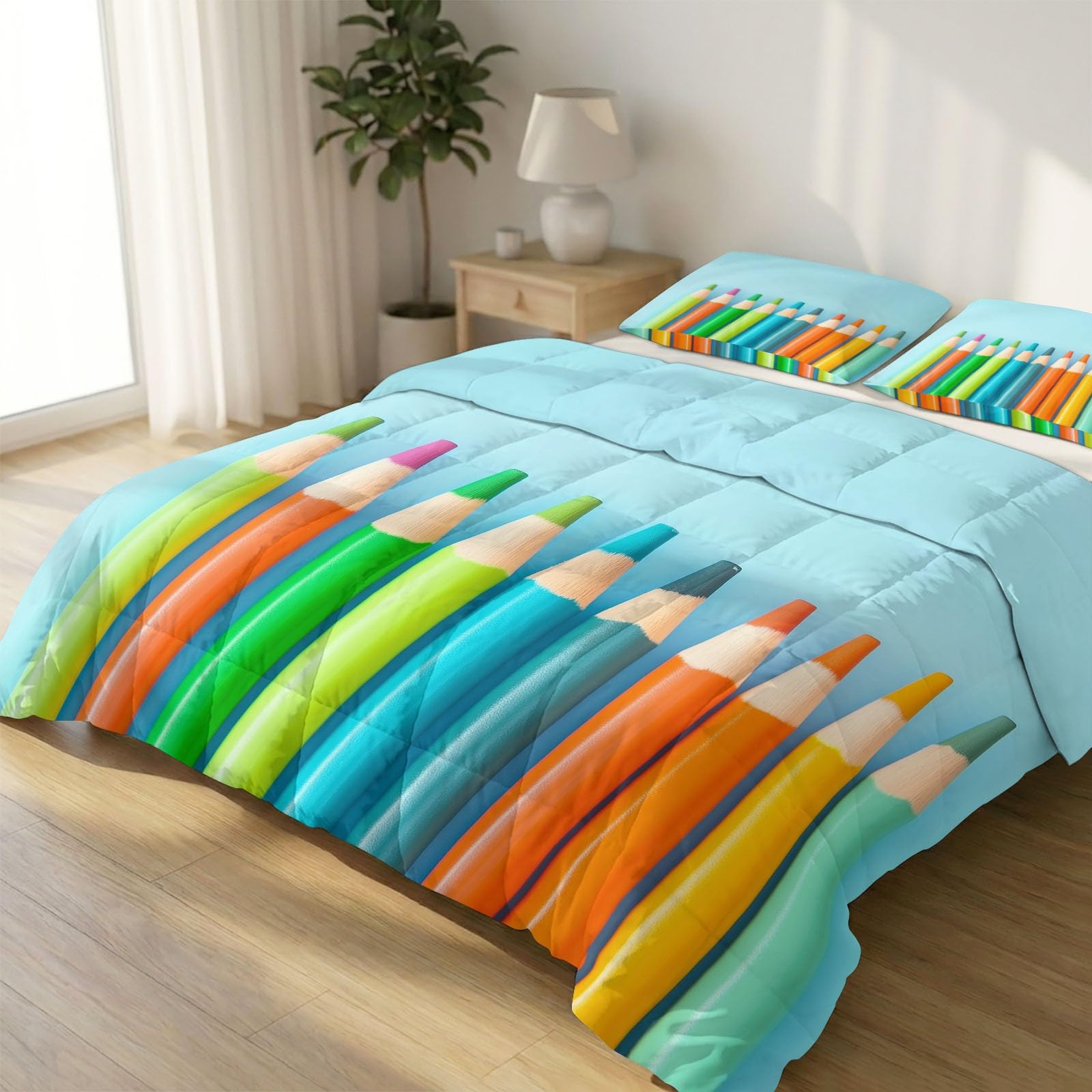 Edredón de 200x200 cm arco iris elegante minimalista con fundas de almohada