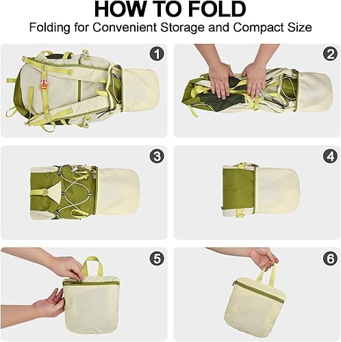Miniatura 7 de Seektop Mochila de senderismo ultraligera y plegable de 20 litros, resistente al agua, plegable, para hombres y mujeres, compacta para senderismo,