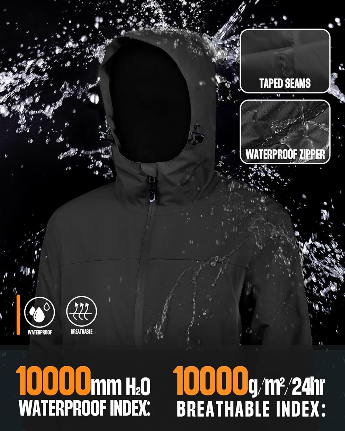 33,000ft Women's Fleece Lined Rain Jackets Waterproof Lightweight Warm Raincoats for Hiking Travel Skiing Windbreaker - Image 3