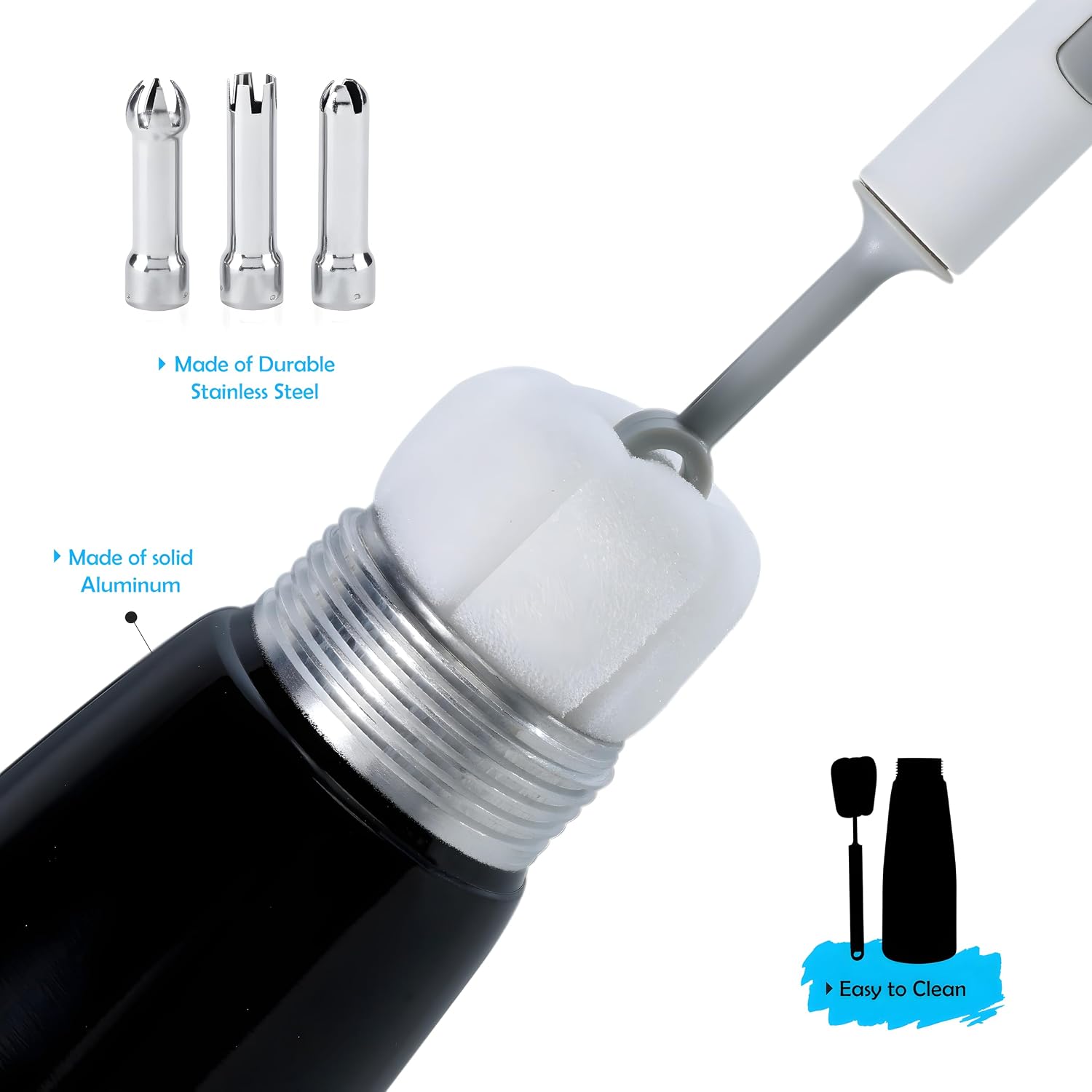 Whipped Cream Dispenser 500ml – Professional Aluminum Cream Whipper with 3 Stainless Steel Nozzles, Leak-Proof Siphon for Desserts, Cold Foam & Nitro Cold Brew, 2-Year Warranty