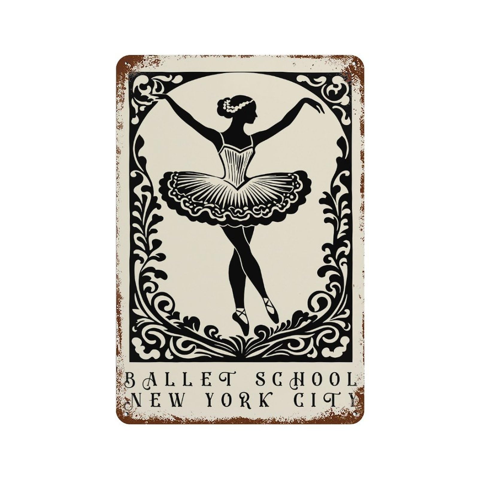 Ballet School New York City Poster Decorative Tin Sign 11.8"x7.9", Shabby Chic Decor for Garage, Pub Or Kitchen