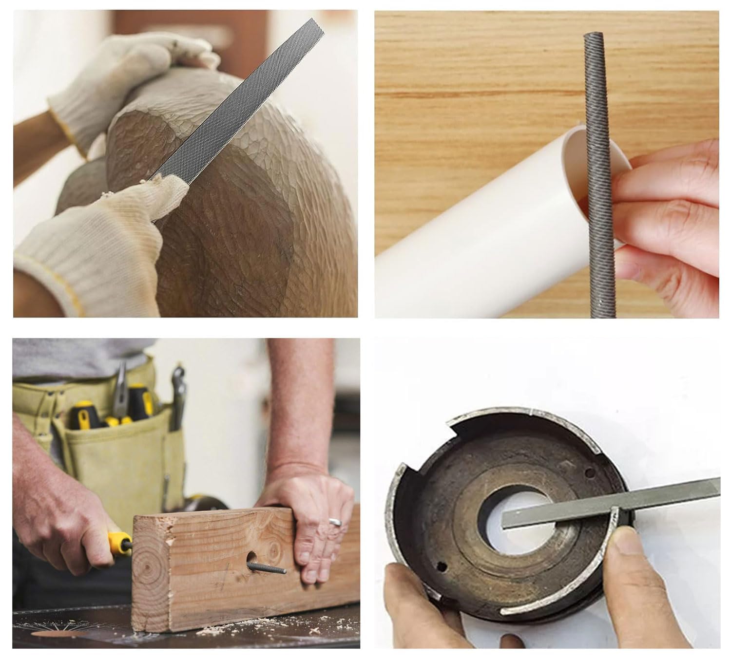 Lot de 13 limes en métal de qualité supérieure - Limes d'atelier semi-rondes - Limes en bois de qualité supérieure - Râpe en bois - Lime ronde - Convient pour les ateliers, les menuiseries, etc.