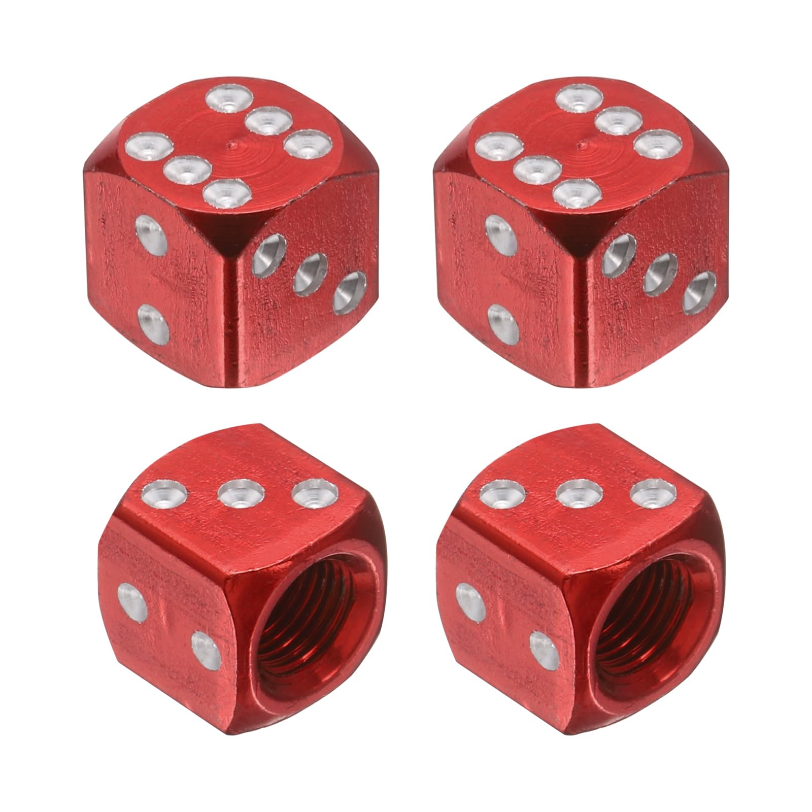 PATIKIL Dice Tire Valve Stem Caps, 4PCS Universal Aluminium Alloy Dustproof Tire Valve Stem Covers for Cars SUV Trucks Bikes Motorcycles Bicycles, Red โ image 1