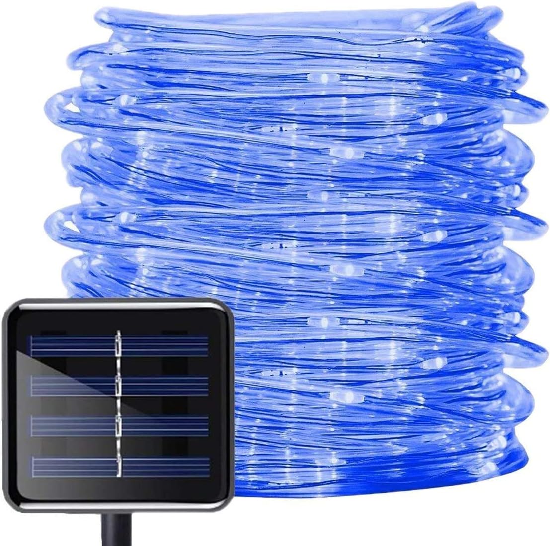 Solar Rope Lights, 100 LEDs 39ft/12M Waterproof Copper Wire Lights Tube, Outdoor Rope Lights for Garden Yard Path Fence Tree Wedding Party Decorative (Blue)
