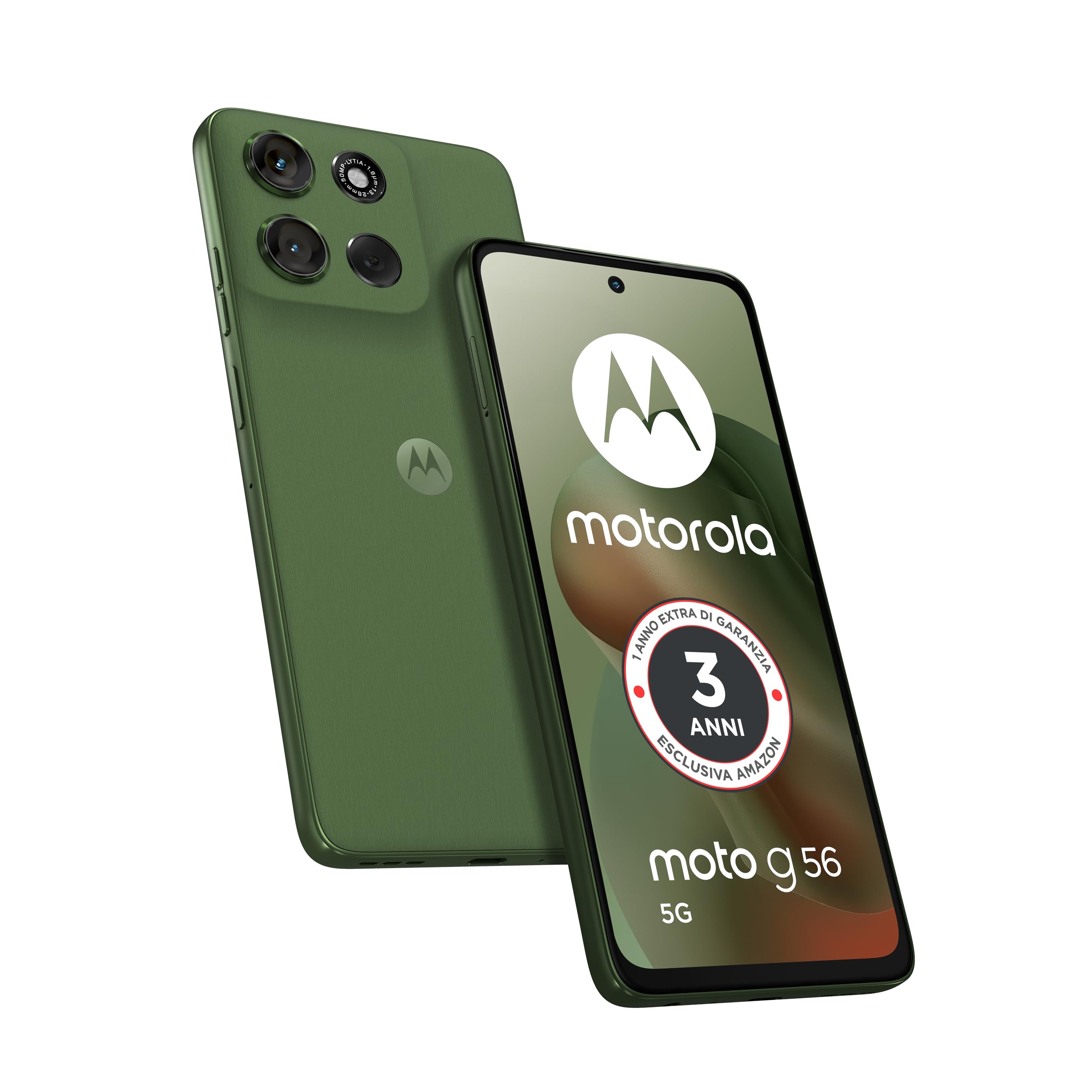 Motorola moto g56 5G con 3 anni di garanzia (8/256GB, Fotocamera 50MP + flicker cam, Display 6.72" FHD+ 120Hz, batteria 5100mAh, MediaTek Dimensity 7060, Android 15), PANTONE Dill