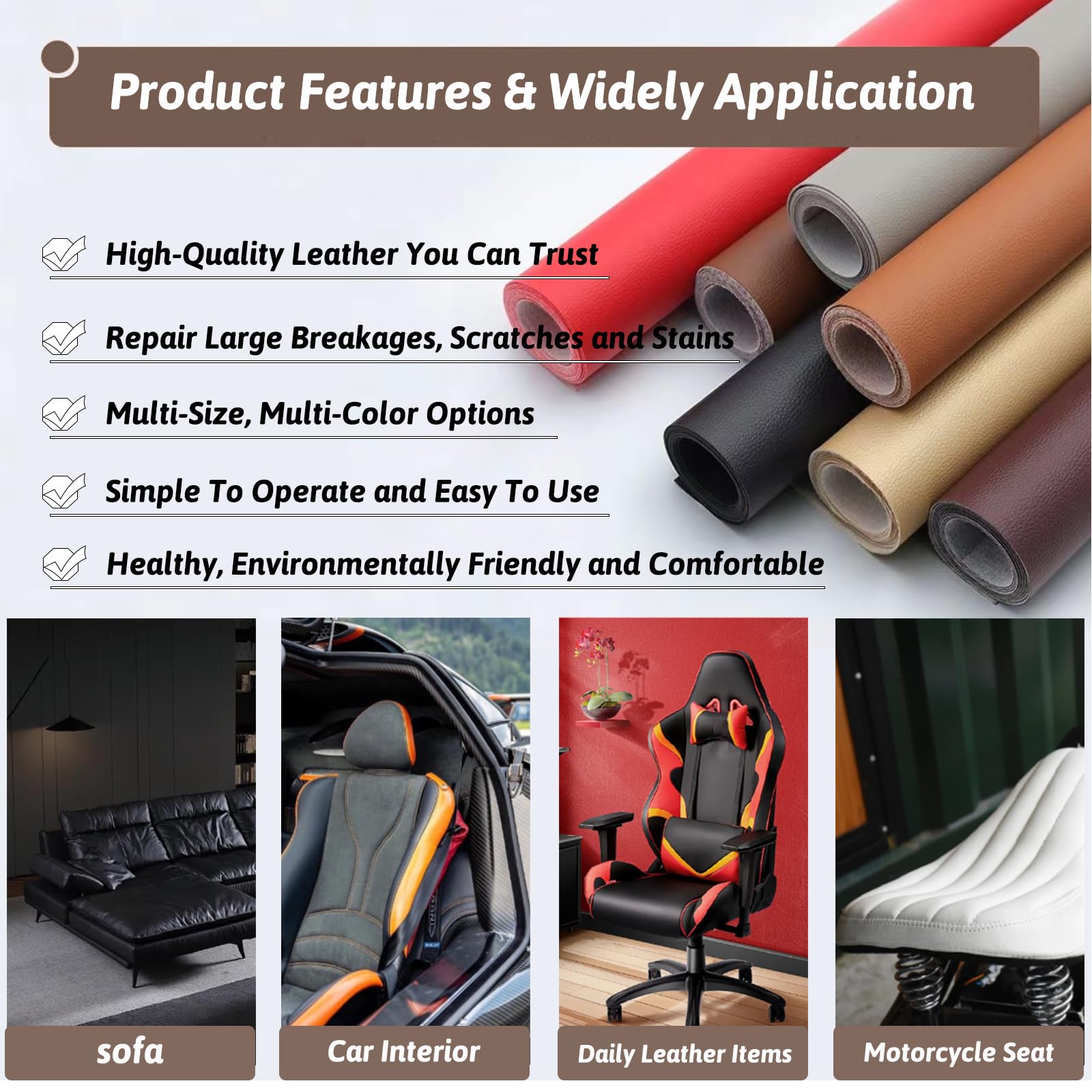 Simili Cuir Autocollant 30 X 100 Cm, Patch De Réparation PU Auto-adhésif, Rouleau Adhesif Pour Rénovation De Canapé, Siège De Voiture, Sacs à Main, Vestes, Meubles (Noir
