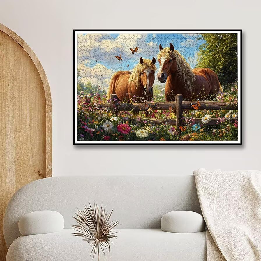 Puzzle 1000 Piezas, Puzzle Granja con Caja Regalo, Caballo Puzzles 1000 Piezas Adultos, Medidas: 75 x 50 cm, Rompecabezas Adultos de Madera, Rompecabezas para Decoración Hogar, Regalo Mujer, -6372