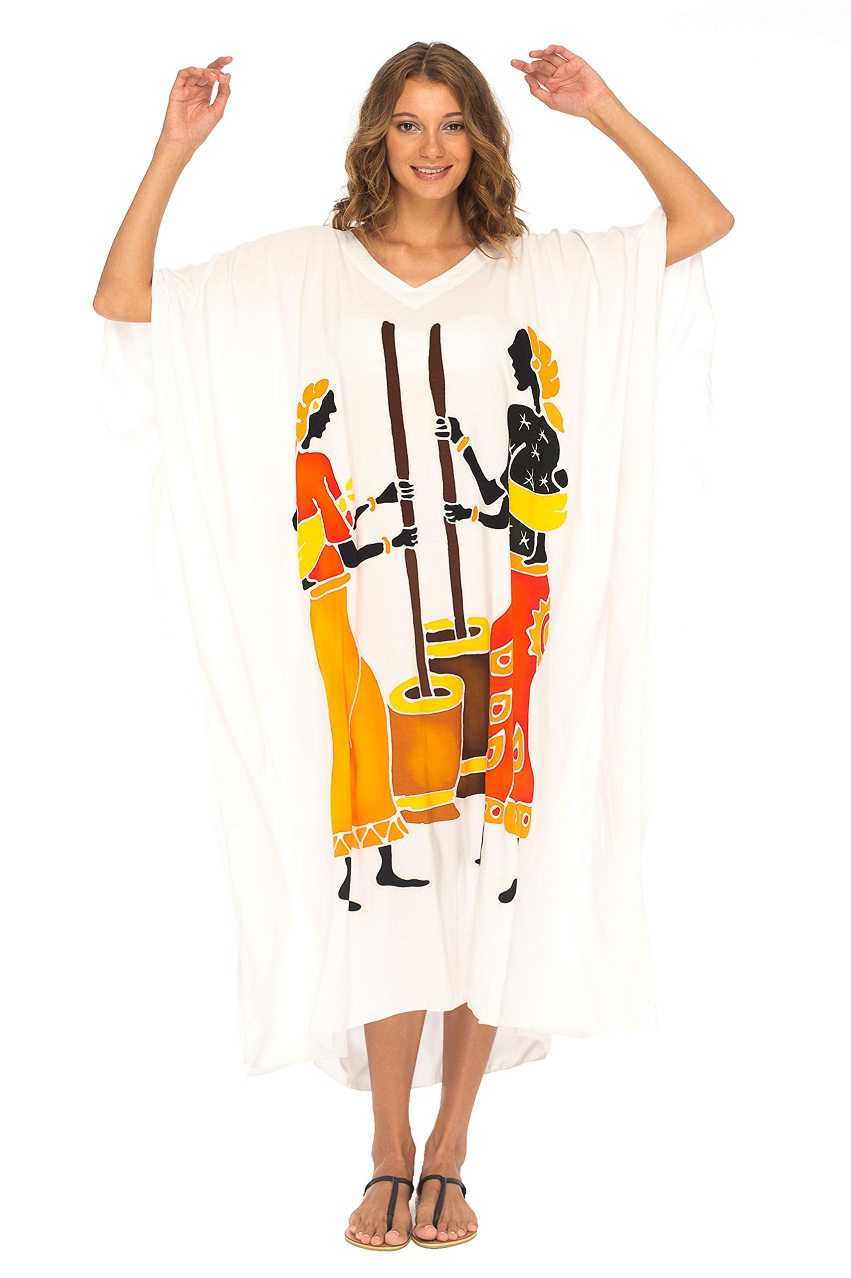 SHU-SHI - Caffetano Lungo da Spiaggia con Design Tribale - Copricostume a Kimono - Donna