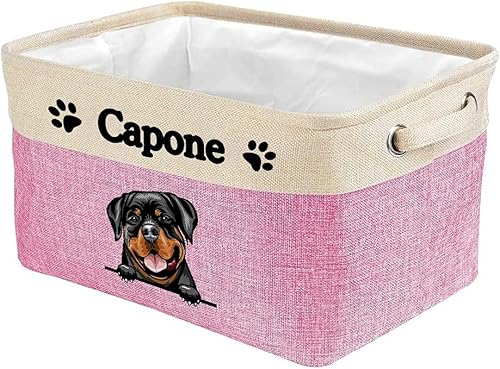 Miniatura 8 de Cesta de almacenamiento plegable personalizada con bonito perro Rottweiler plegable de tela resistente para juguetes para mascotas, cubo con asas