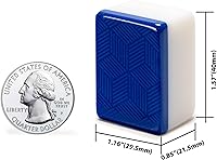 Vista 2 de Yellow Mountain Imports Juego de mahjong chino, "Azure Fortune" con 146 azulejos grandes, caja de aluminio, indicador de viento y dados, sin números