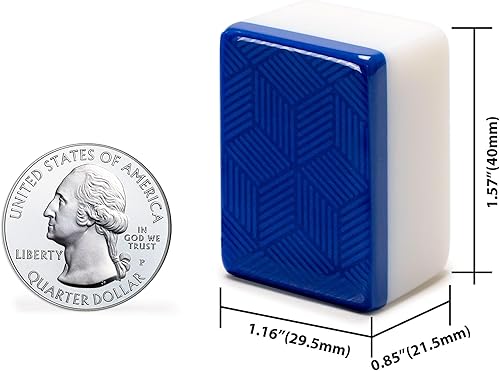 Miniatura 2 de Yellow Mountain Imports Juego de mahjong chino, "Azure Fortune" con 146 azulejos grandes, caja de aluminio, indicador de viento y dados, sin números