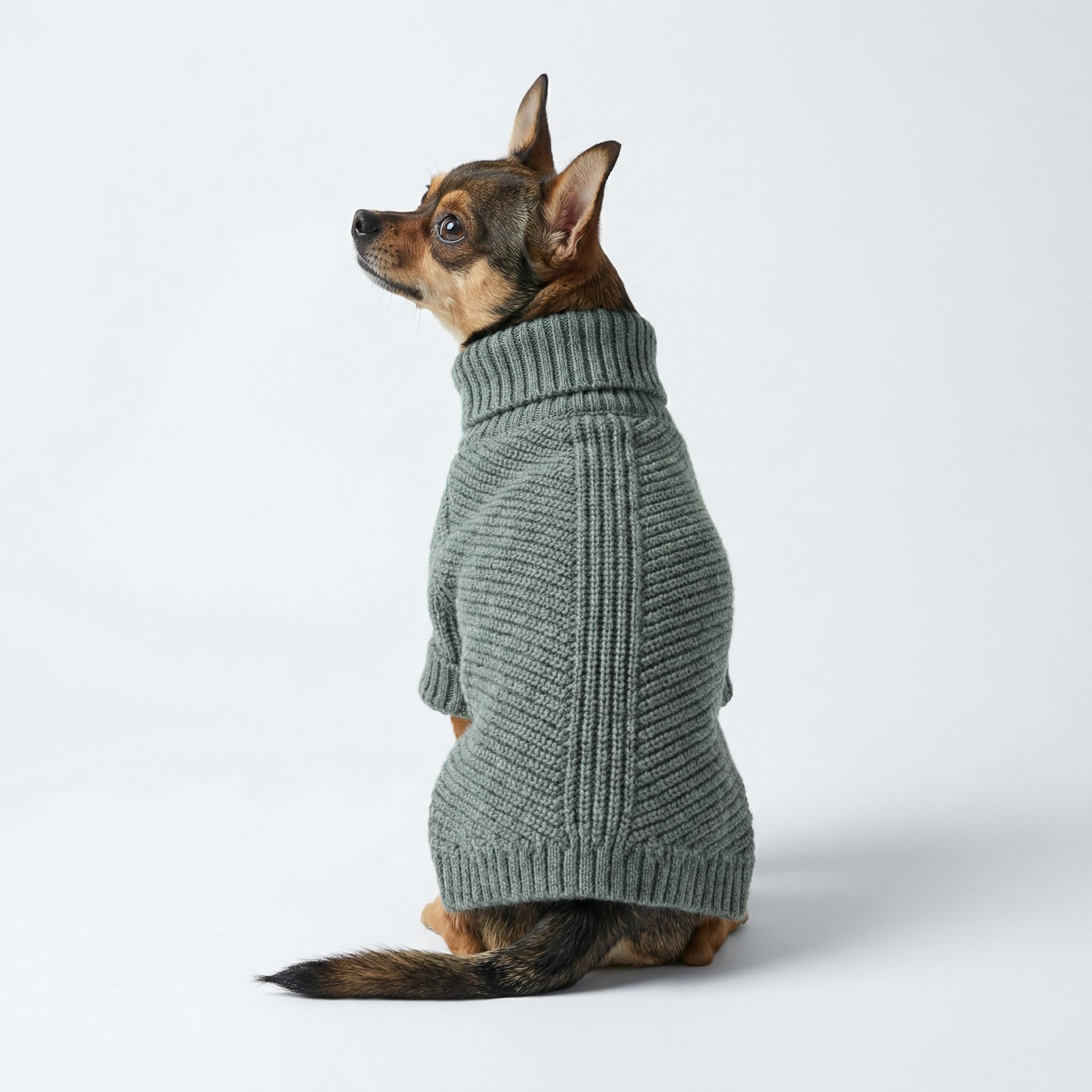 Fitwarm Pull à col roulé pour chien, manteau thermique en tricot pour animal de compagnie, vêtements d'hiver pour petit chien, vêtement pour chat, gris chiné, taille XXL