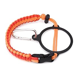 HYDRO CELL Paracord Handle for Wide Mouth Water Bottles - Carrier Strap w/Attachment Ring and Carabiner Accessory. Compatible w/ 64oz, 40oz 32oz, 24oz, 18oz, 14oz Insulated Bottles (Red/Orange)