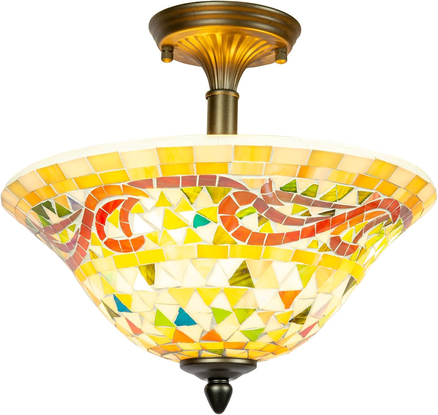 Dale Tiffany Lamps 8780/3LTF Tiffany/Mica Three Light Flush Mount Series Collection Finish, Antique Brass, 12.00x13.25x13.25