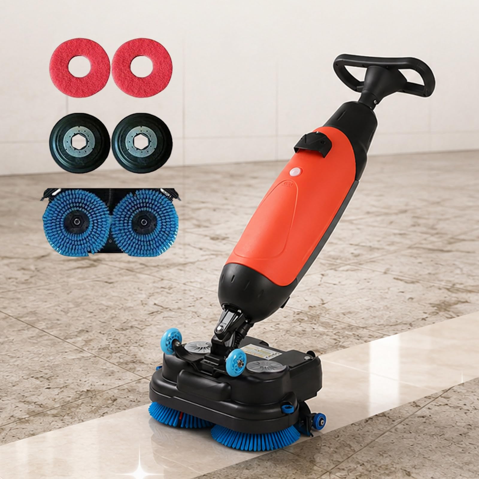 LURECAQING Walk Behind Floor Scrubber Dryer,17" Scrub Path, 2x250W 360°Steering Brush Power,4.5L+7.5L Dual Tanks,Coverage 13000 Sqft/H,for Wooden Floors,Tiles,Terrazzo,Marble,Cement Floors