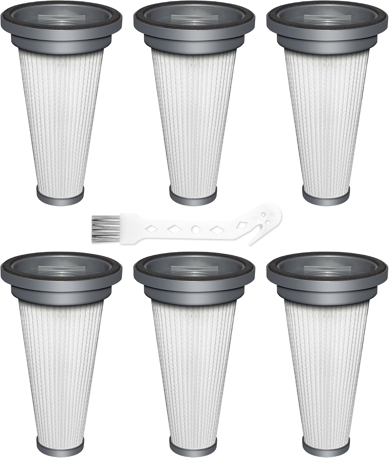 6 Pack T350 HEPA Filter Attachment Replacement Compatible with Trucozie T350 Cordless Lightweight Stick Vacuum Cleaner, 6 HEPA Filters, 1 Cleaning Brush