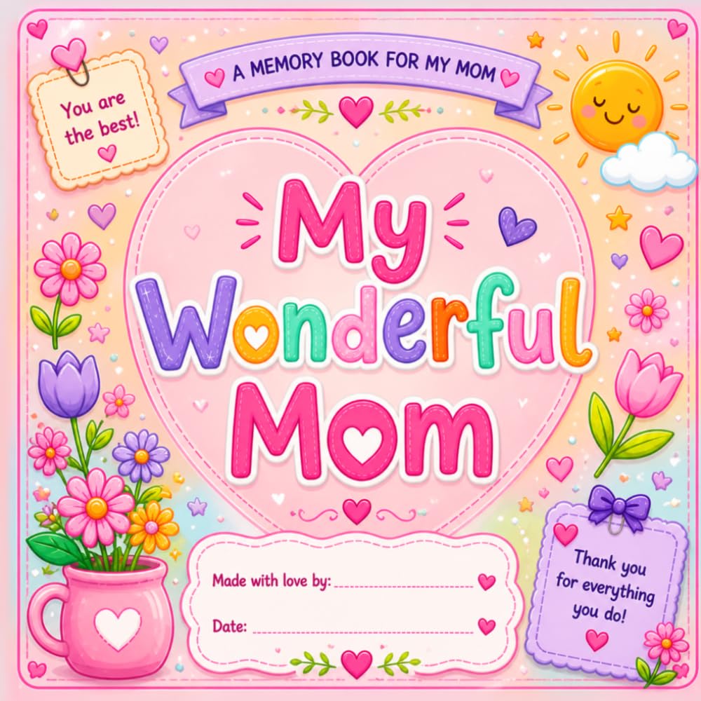 My Wonderful Mom: What I Love About You, 25 Pages Fill-In and Memory Book for Kids to Create a Special Gift for Mom