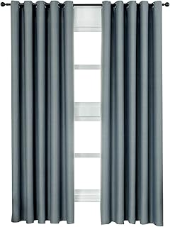 WOLTU Lot de 2 Rideaux occultant à Oeillets,Rideau Isolant intérieur 135x225cm, Gris Ardoise VH5878sfgr-2