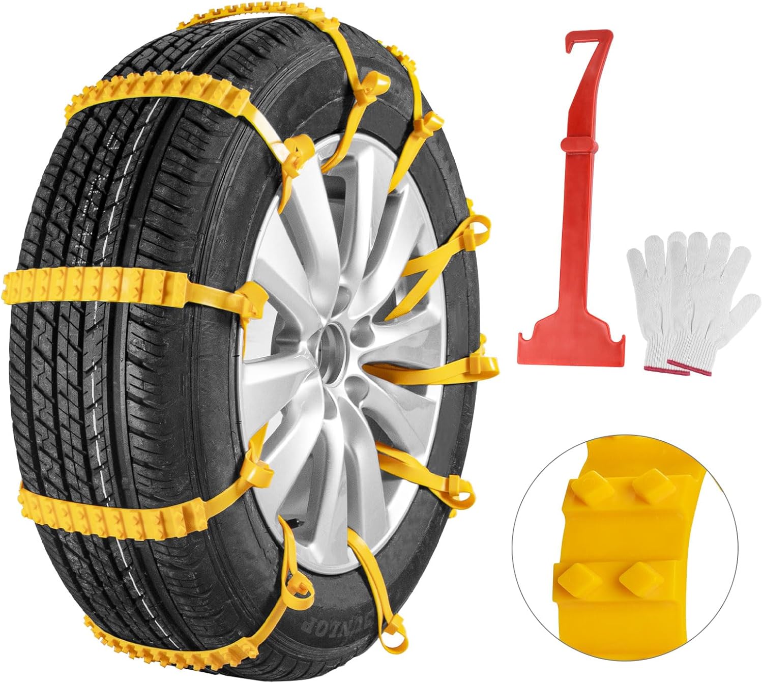 Oziral 2023 Upgrade Snow Chains for Car 12 Pcs Adjustable Chains Anti