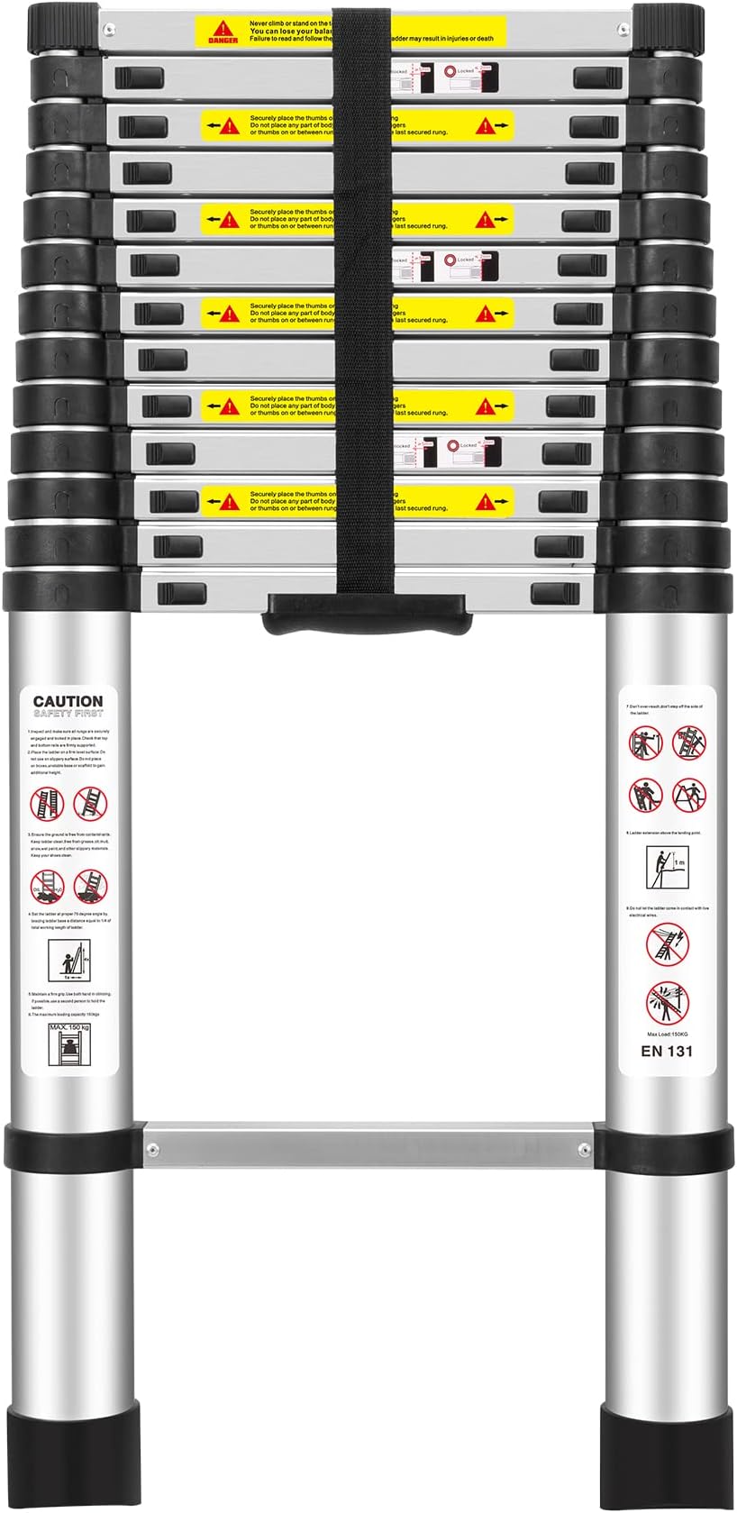 (15Ft/4.5M) Telescoping Ladders，EN131Standards Multi-Purpose Folding Aluminum Extension Ladder