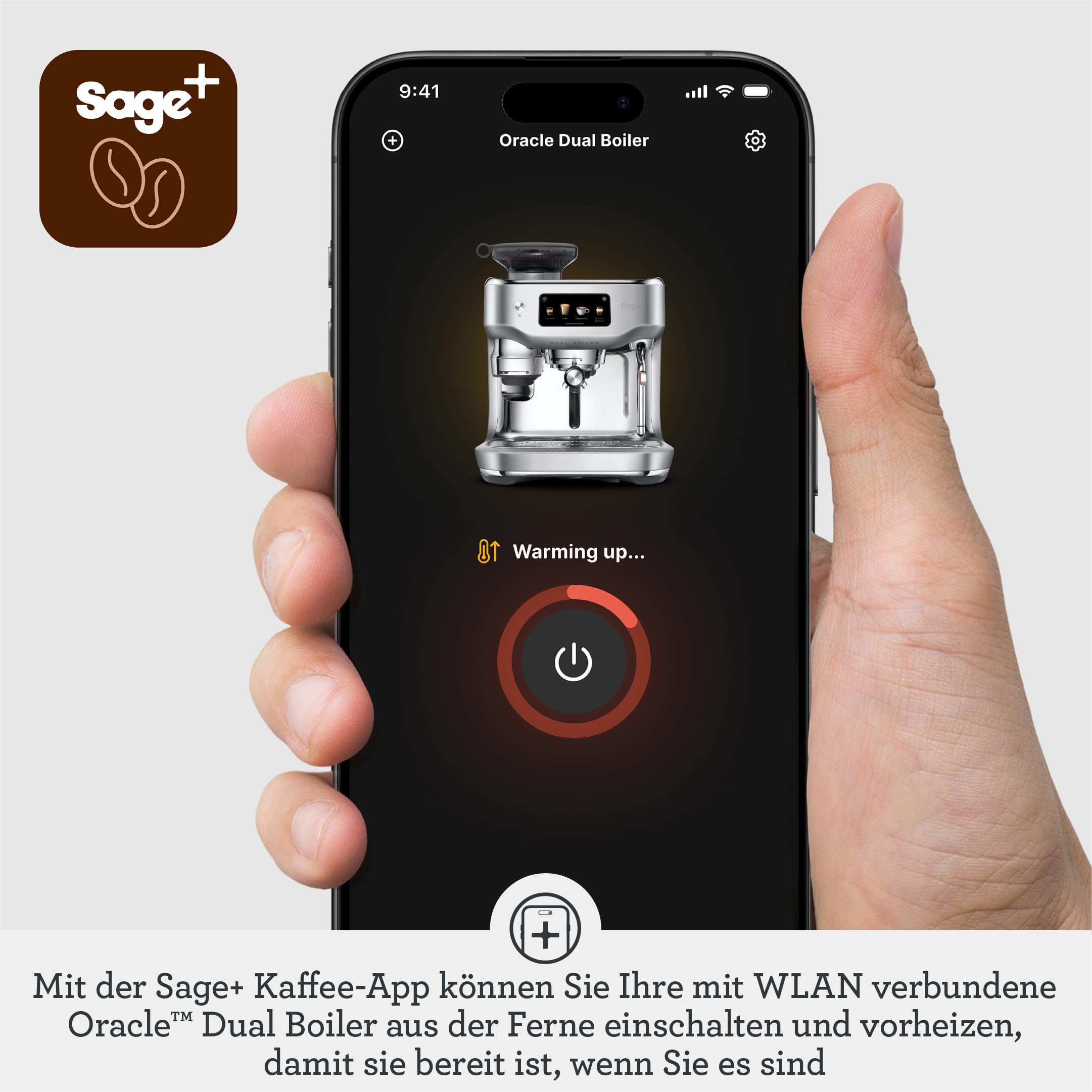 Sage The Oracle Dual Boiler Kaffeemaschine mit manuellem & automatischem Milchaufschäumer 45 Mahlgradeinstellungen 16 Programme Espresso Cappuccino Flat White Schwarz