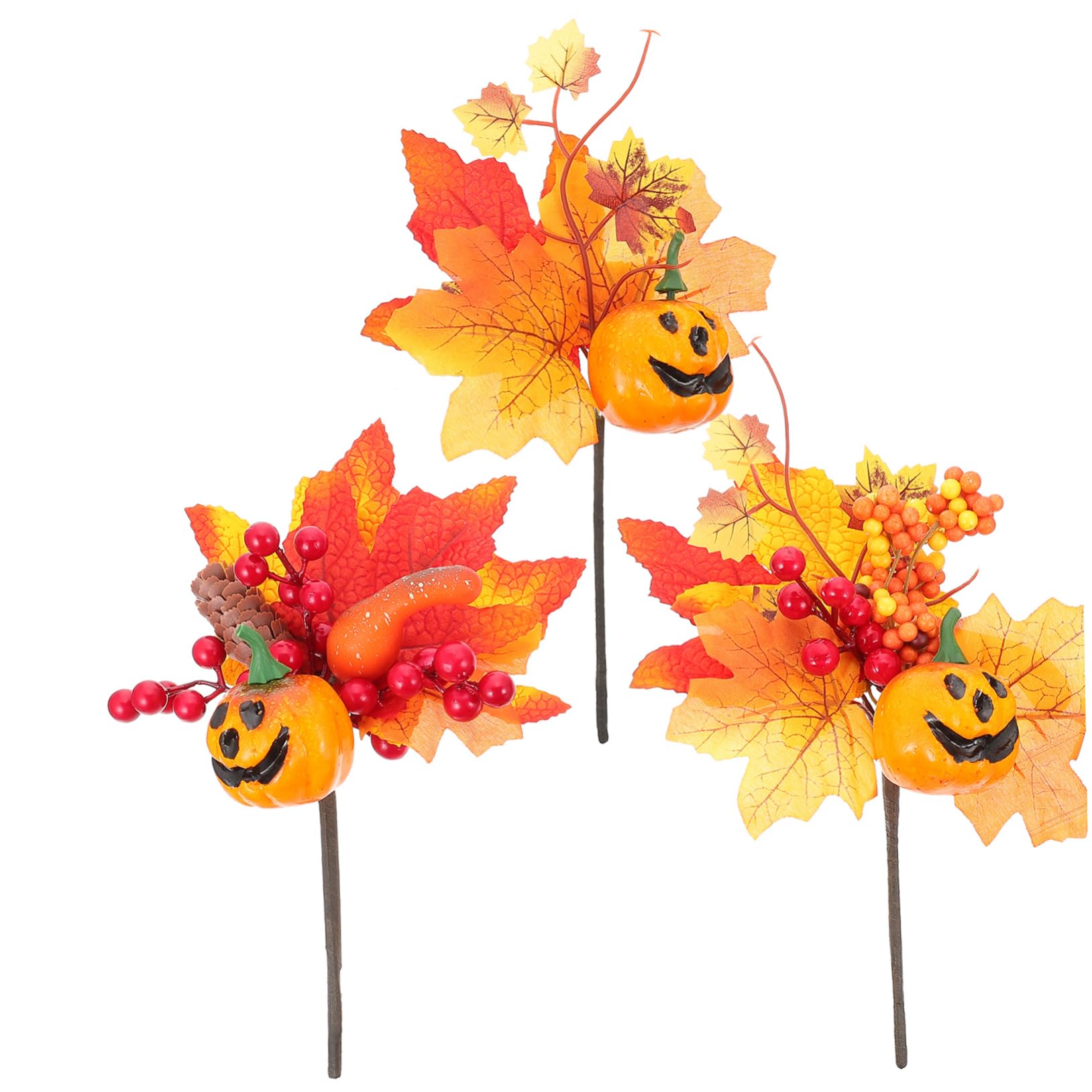 Alipis 5 Sätze Simulation Kürbis Zweige Halloween Dekoration Halloween-Dekoration Trockenblumen Püree Girlande Tischzentrum Gefälschte -Pflanze Plastik Orange 3 Stück * 5