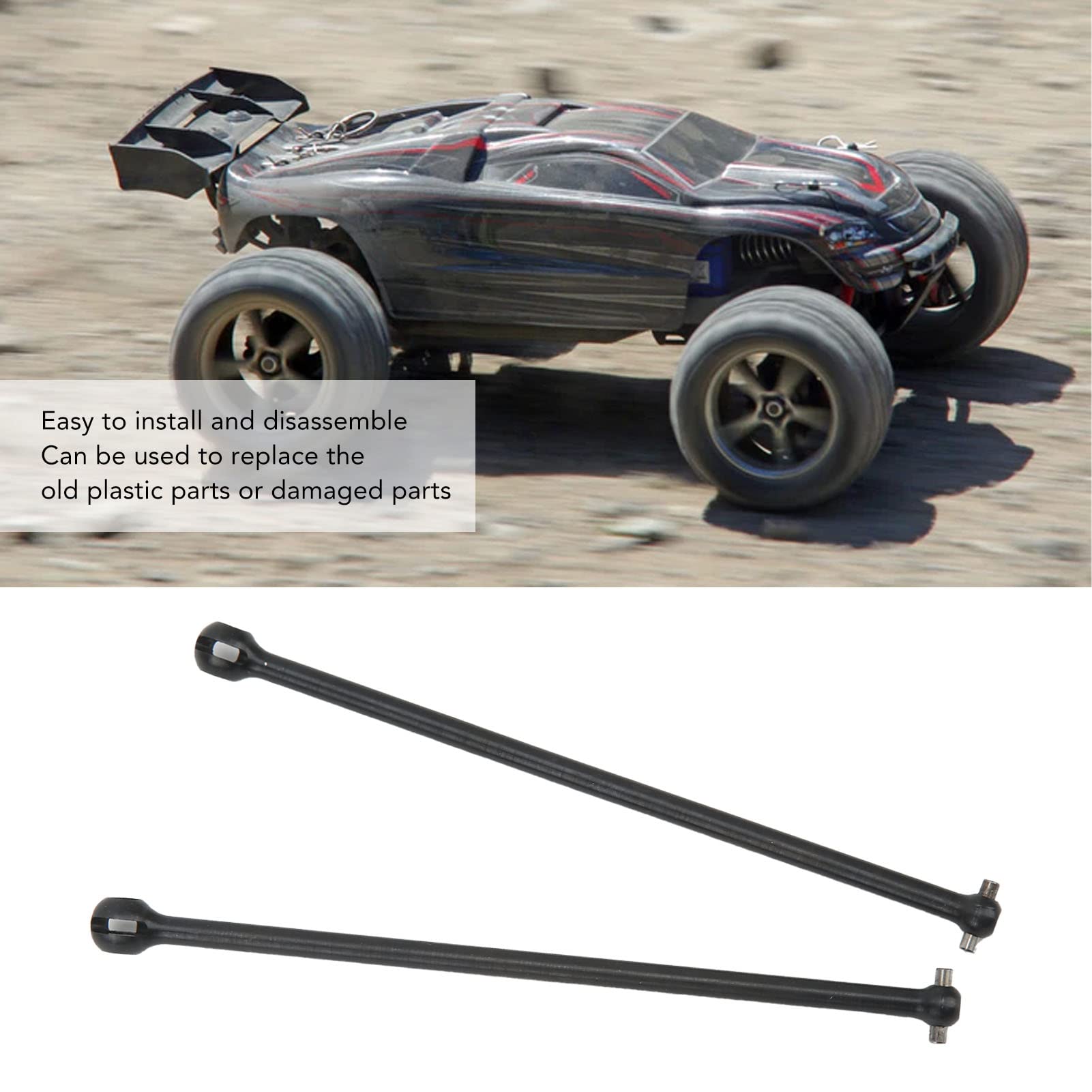 1/7 1/8 RC Car Stahl-Antriebswelle vorne hinten, CVD-Dogbone-Achse, rostfrei, verschleißfest, höhere Tragfähigkeit, reibungslose Kraftübertragung (Schwarz)