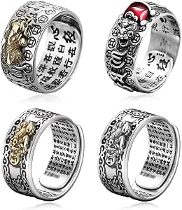 JUNTEN Feng Shui PiXiu Ring - 925 Sterling Silver Adjustable Open Ring For Good Luck & Wealth, Men & Women - View #4