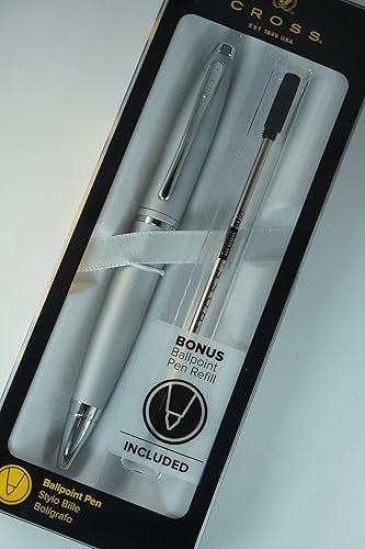 Miniatura 3 de Cross Calais Silver Satin barril característico banda media y bolígrafo de cita pulido y repuesto negro adicional