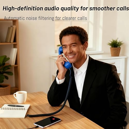 Miniatura 6 de Pop Phone Retro Handset,Retro Phone Plug Into Cell Phone with Comfortable Call, Handsets Style Landline Handle Receiver for Cell Mobile Video
